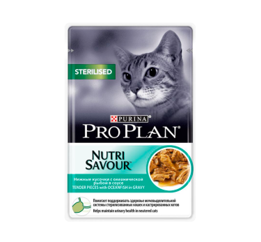 ПРО ПЛАН Влажный корм Purina Pro Plan для стерилизованных кошек и кастрированных котов, океаническая рыба в соусе, пауч, 85 г